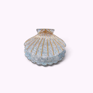 Haarklammer Muschelform Silber Glitter