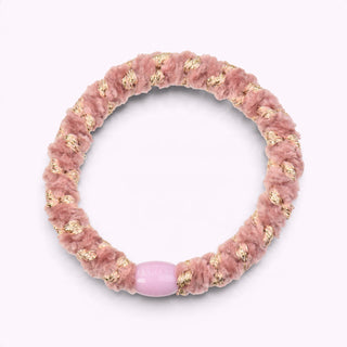 Kknekki Hair Tie Velvet stripe Dusty Rose, 4 für 3